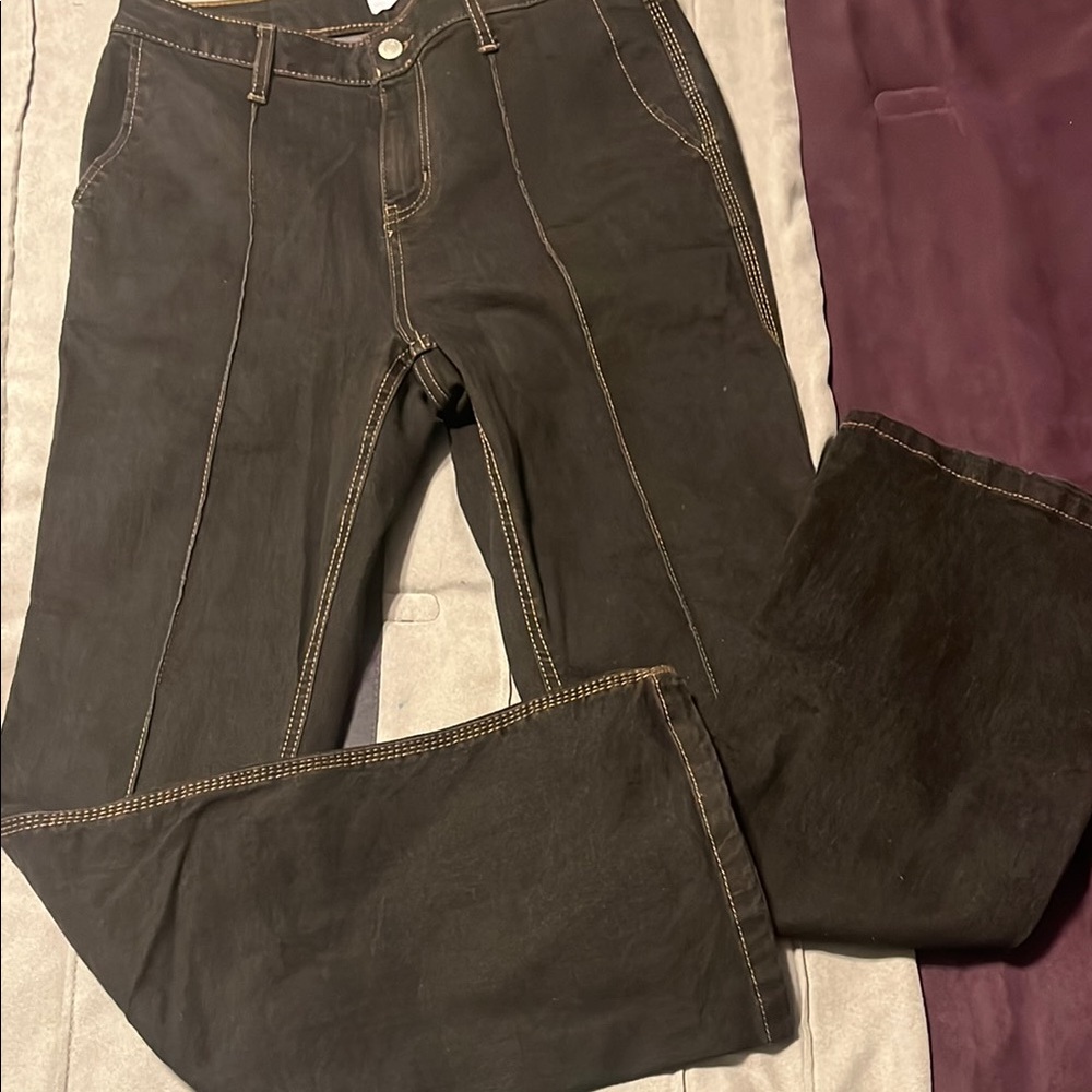 Marc New York Dark Flare Jeans with Contrast Stitching, Size 10